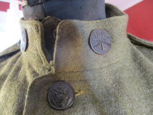 Buttons on the collar of a WW1 Uniform