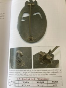 Backside and Details of Frank & Reif's German WWII Panzer Assault Badge book example
