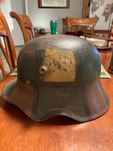 WW2 German camouflage helmet backside 2